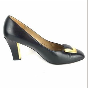 St John Heels with Gold Buckle and Accent on Heel